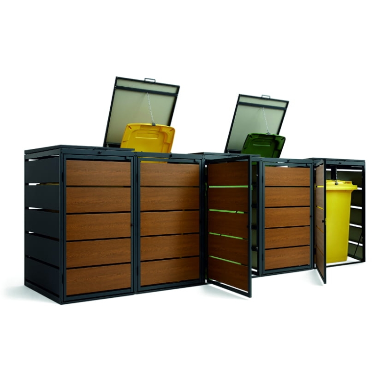 Zabudowa na kosze 240L z blachy 1,25 - 5 koszy, łączone modułowe