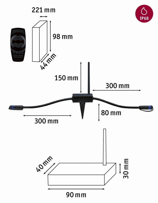 Kontroler do opraw systemu IP68 433MHz czarny/tworzywo sztuczne Plug & Shine
