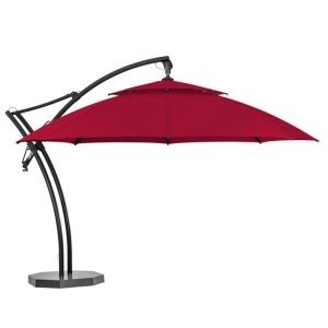 Parasol Ibiza Plus 4,2 m LED akryl czerwony – dekoracyjne podświetlenie