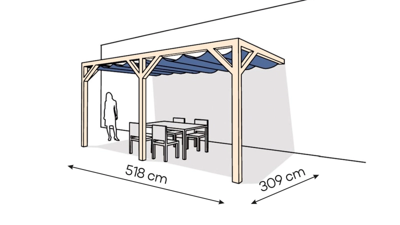 Pergola drewniana przyścienna PS2