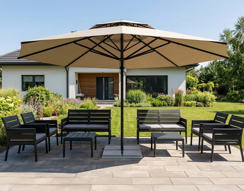 parasol-vesuvio-5,5m naturalny poliester z podstawą