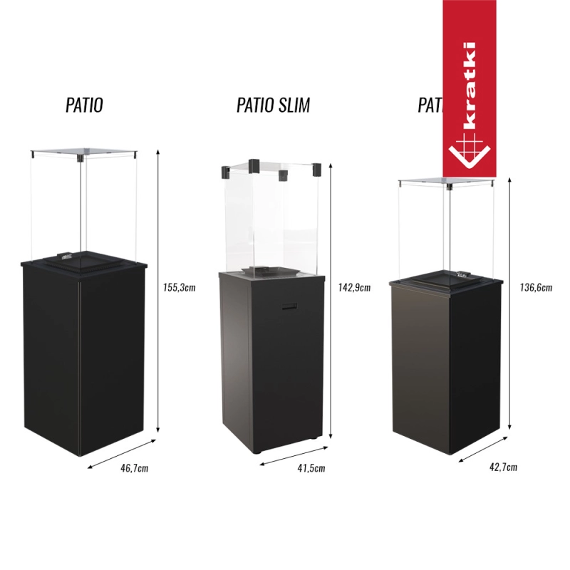 Ogrzewacz gazowy Patio Slim stalowy 8,2 kW - czarny i biały