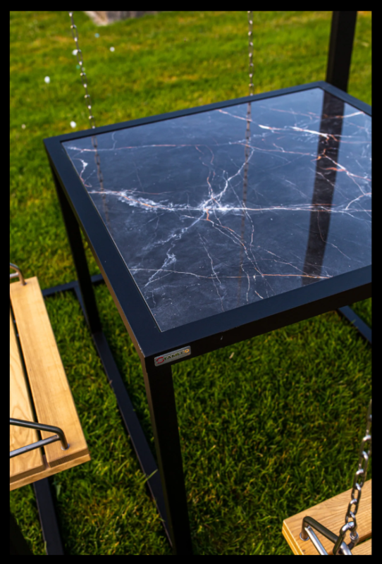 Zestaw ogrodowy 4 osobowy, drewniane huśtawki  - Swing table