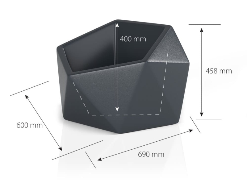 asymetryczna donica do ogrodu