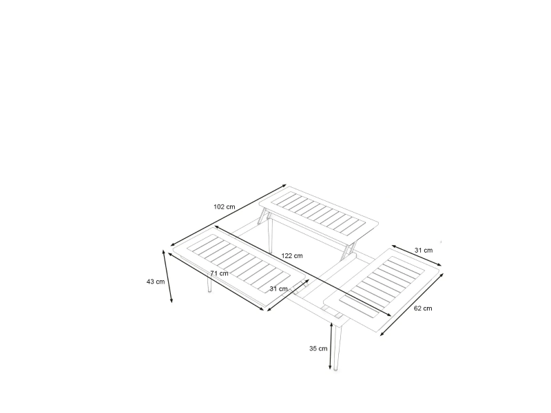 Zestaw ogrodowy ze stolikiem rozkładanym