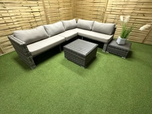 Meble ogrodowe wypoczynkowe Malva Mix – duży zestaw rodzinny, 2x kanapa 3-osobowa, 2x stolik, polywood, technorattan