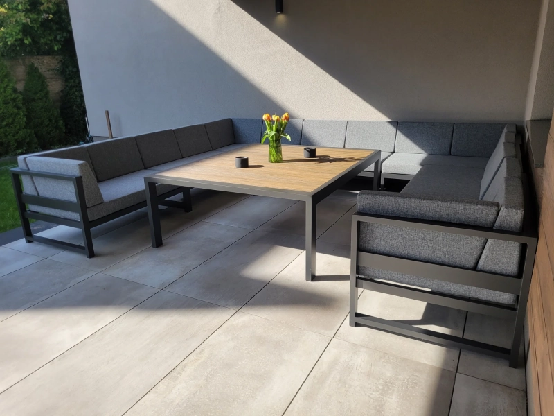 Meble ogrodowe aluminiowe Madera 8 osobowe grafit