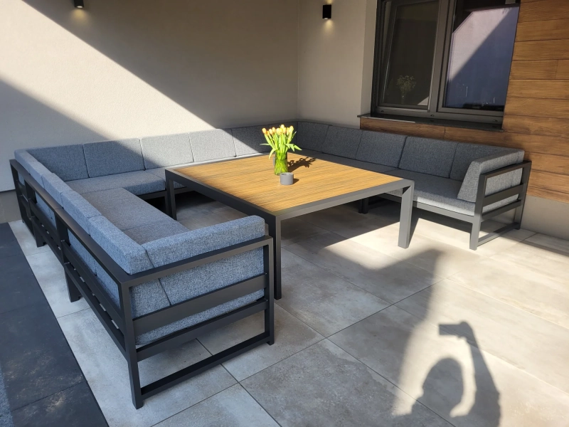 Meble ogrodowe aluminiowe Madera 8 osobowe grafit