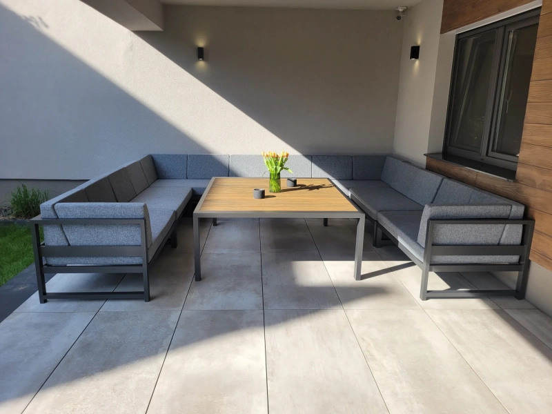 Meble ogrodowe aluminiowe Madera 8 osobowe grafit