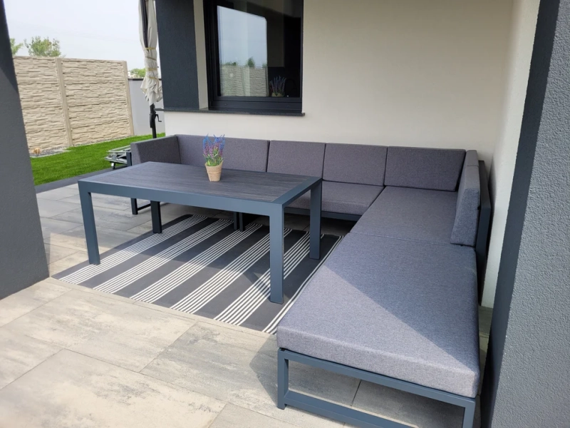 Zestaw mebli ogrodowych Madera - 330x245cm, aluminiowe, ciemne