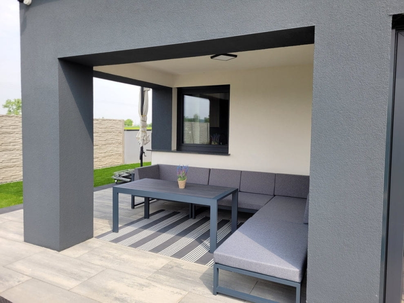 Zestaw mebli ogrodowych Madera - 330x245cm, aluminiowe, ciemne