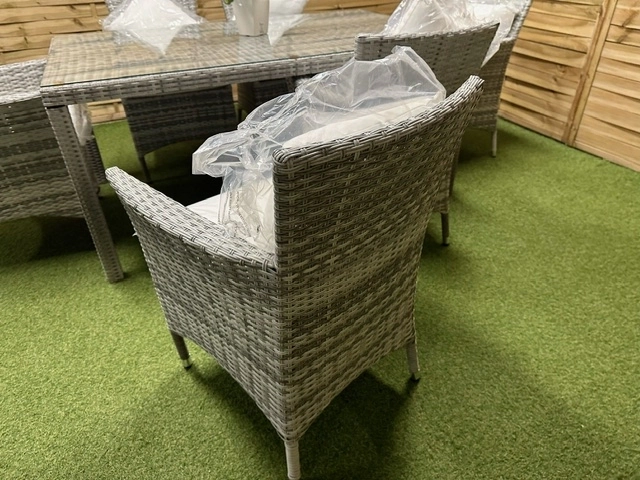 Meble ogrodowe stołowe, stół 6 osobowy, technorattanowy, duży stół poduszki