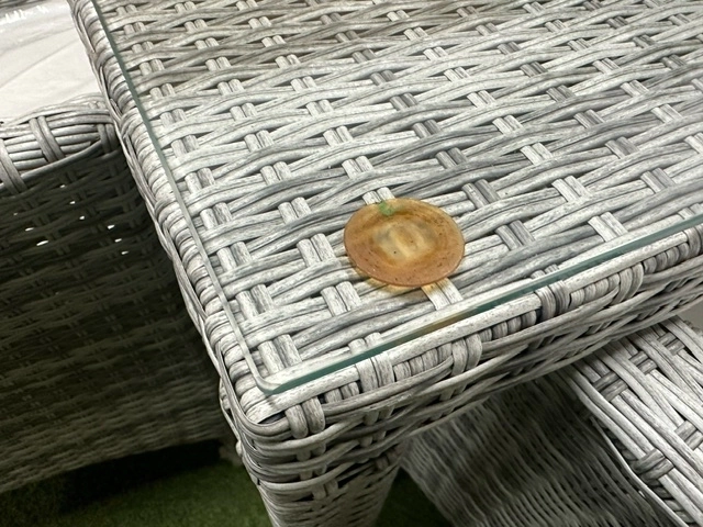 Meble ogrodowe stołowe, stół 6 osobowy, technorattanowy, duży stół poduszki