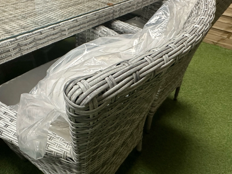 Meble ogrodowe stołowe, stół 6 osobowy, technorattanowy, duży stół poduszki