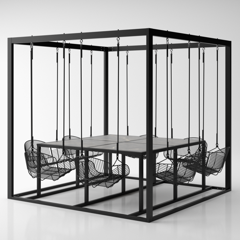 Huśtawka hybrydowa zestaw ogrodowy 8 osobowy