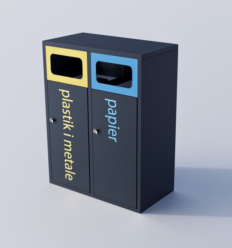 Kosz do segregacji śmieci z blachy