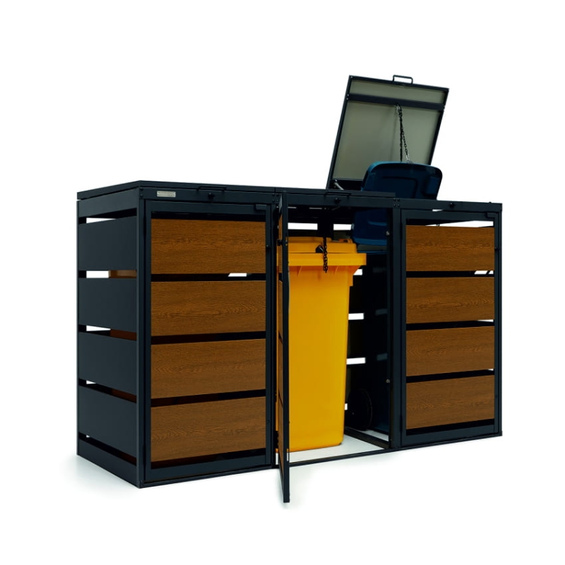 Zabudowa na 3 kosze na śmieci 120L - blacha ocynkowana