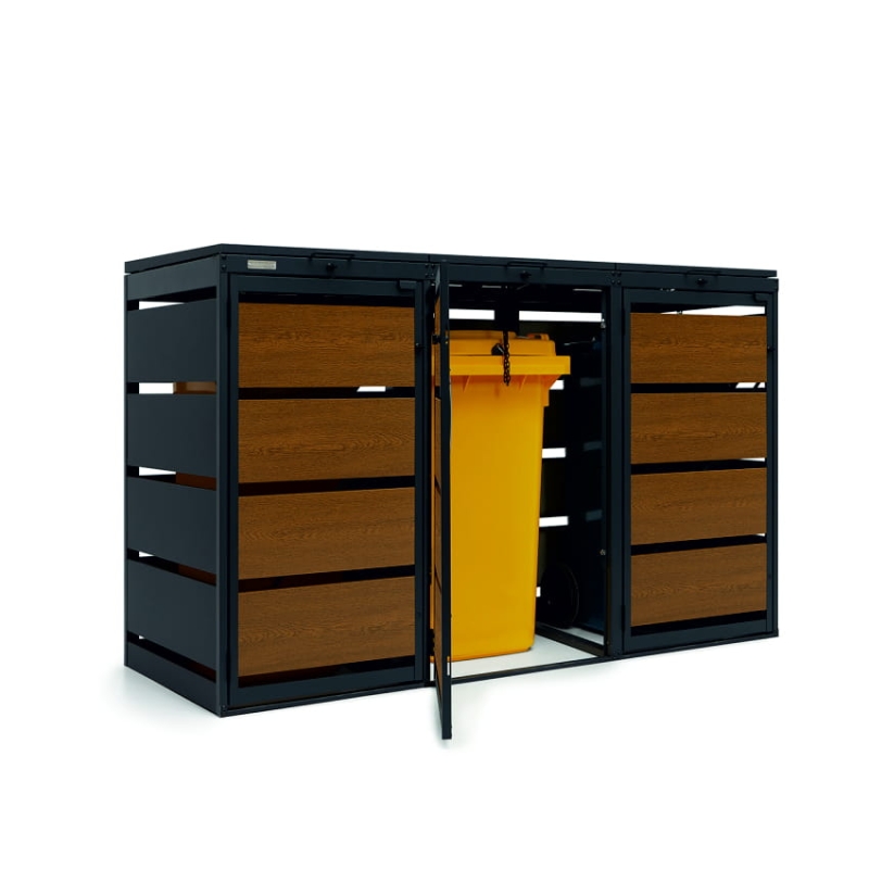 Zabudowa na 3 kosze na śmieci 120L - blacha ocynkowana