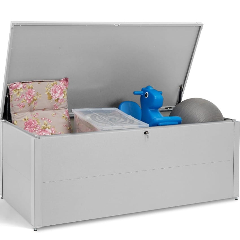 Duża skrzynia tarasowa - srebrna