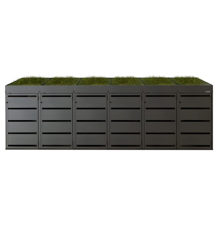 Zabudowa na 6 koszy na śmieci z kwietnikiem 120L agro