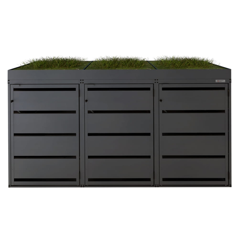 Zabudowa na 3 kosze na śmieci z kwietnikiem 120L agro