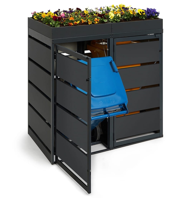 Zabudowa na 2 kosze na śmieci z kwietnikiem 120L agro