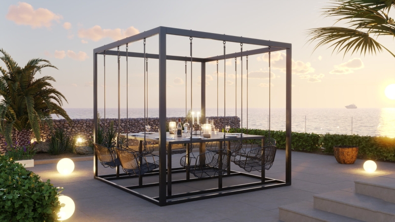 Huśtawka hybrydowa zestaw ogrodowy 8 osobowy