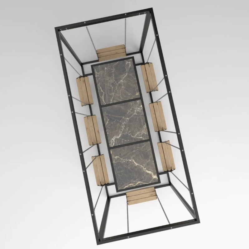 Zestaw ogrodowy 8 osobowy prostokąt, drewniane huśtawki - Swing table