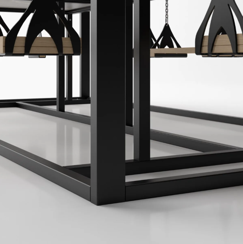 Zestaw ogrodowy 6 osobowy, drewniane huśtawki  - Swing table