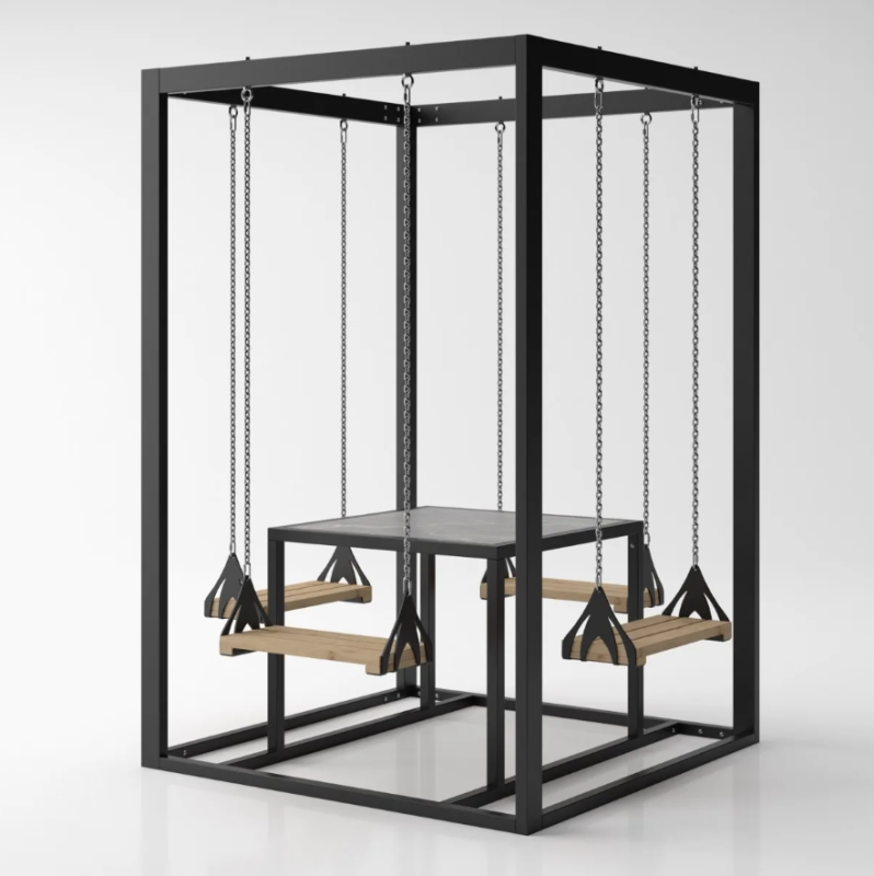 Zestaw ogrodowy 4 osobowy, drewniane huśtawki  - Swing table