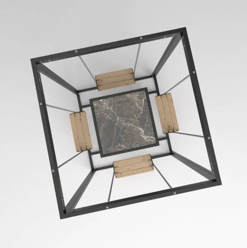 Zestaw ogrodowy 4 osobowy, drewniane huśtawki  - Swing table