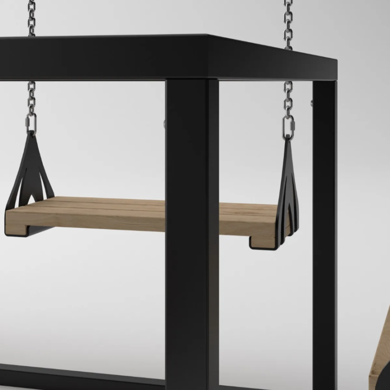 Zestaw ogrodowy 8 osobowy kwadrat, drewniane huśtawki - Swing table