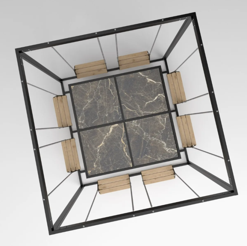 Zestaw ogrodowy 8 osobowy kwadrat, drewniane huśtawki - Swing table