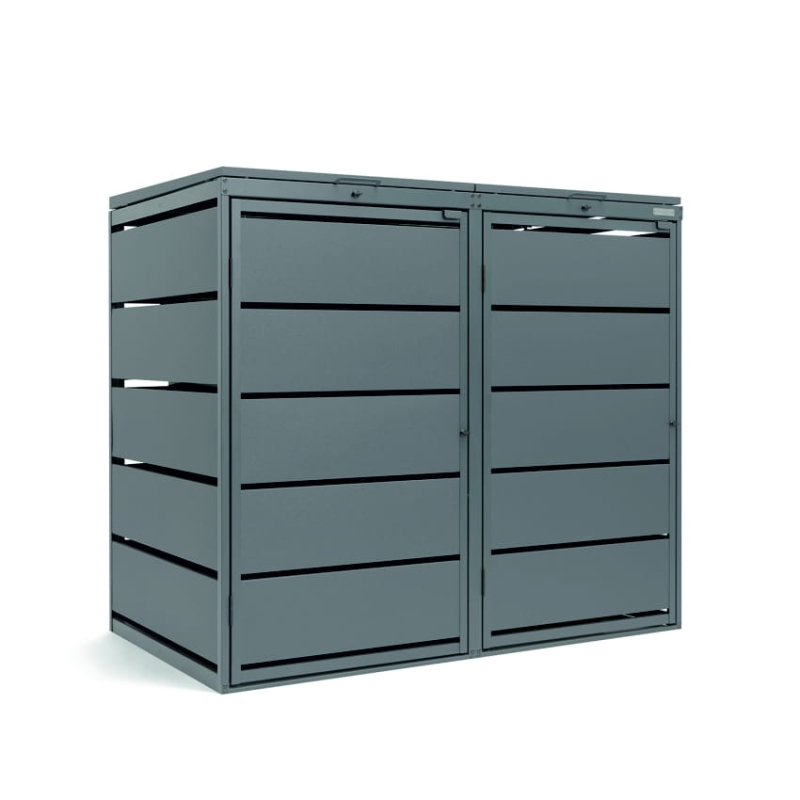 Zabudowa na 2 kosze 240l z blachy ocynkowanej srebrna szara