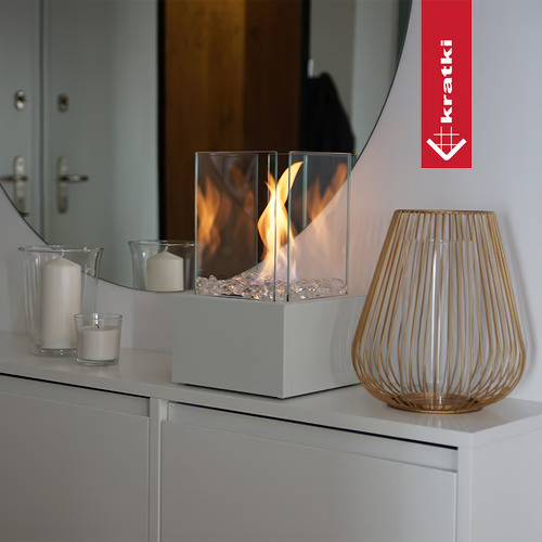 Biały biokominek wolnostojący TANGO